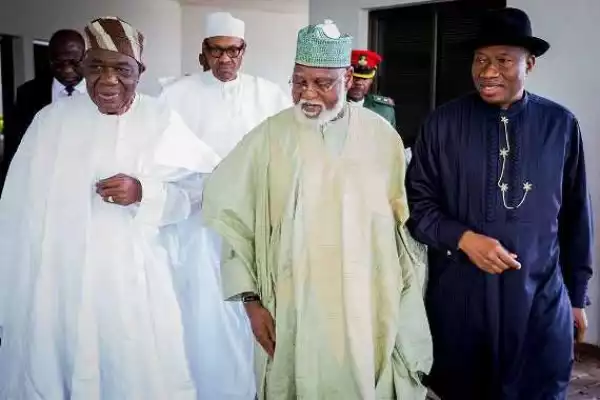 Photos: Buhari, Jonathan, Shonekan, others at Council of State meeting